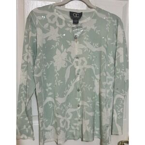 AC American Classics By Anne Bowen Women's Mint‎ Green Cardigan w/ Sequins L